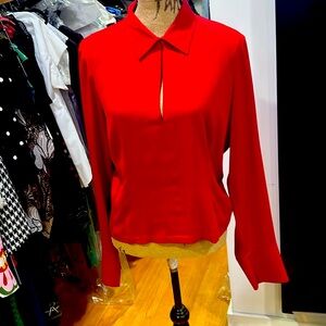 D KNY hundred percent silk red blouse size 14